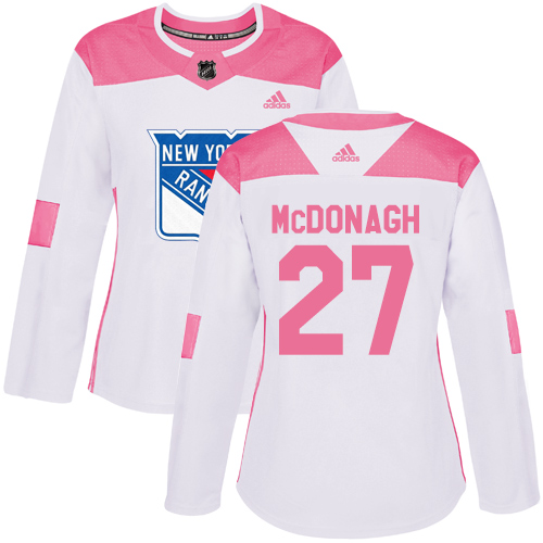 Adidas Rangers #27 Ryan McDonagh White/Pink Authentic Fashion Women's Stitched NHL Jersey - Click Image to Close